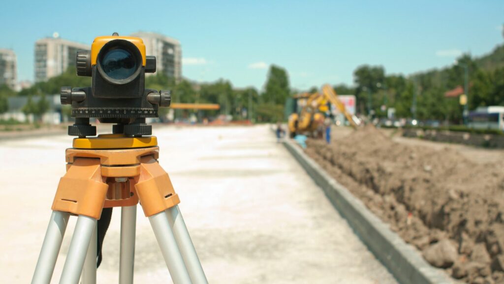 Surveying Equipment Tool on the Outdoor.