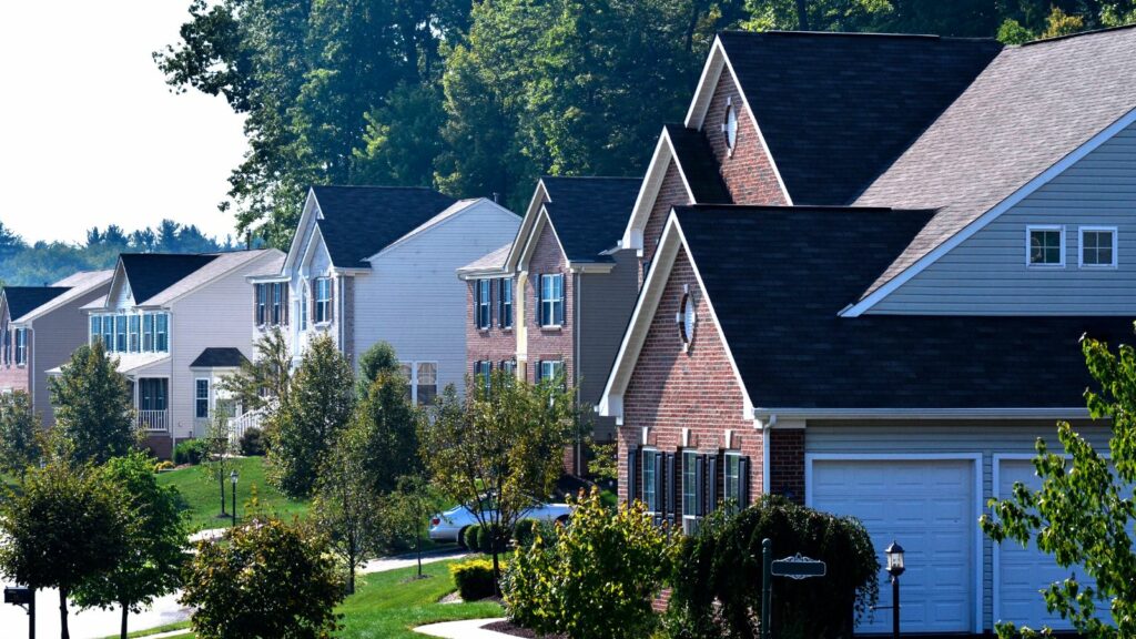 Front view of the houses in a subdivision.