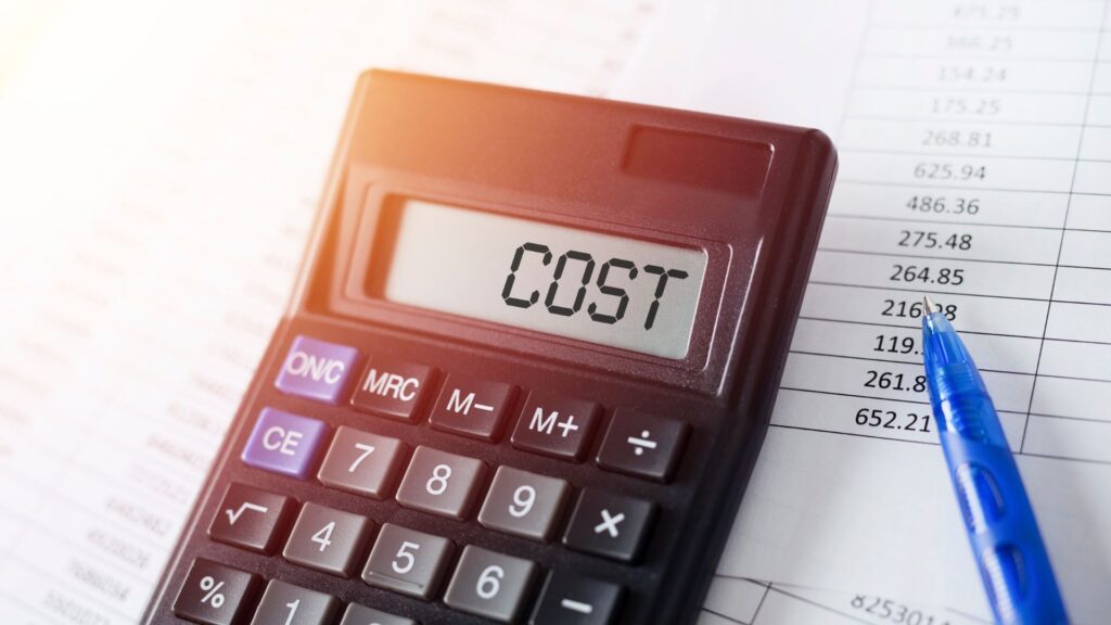 Cost written in the calculator.